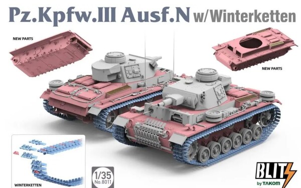 Scale model 1/35 Tank Pz.Kpfw.III Ausf.N on winterketten Takom 8011 детальное изображение Бронетехника 1/35 Бронетехника