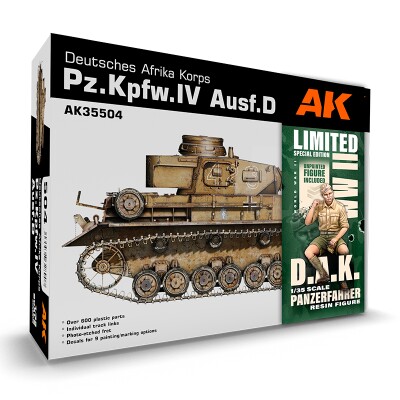 Сборная модель 1/35 Танк Pz.Kpfw.IV Ausf.D Африканского корпуса и фигурка Panzerfahrer AK 35504-A детальное изображение Бронетехника 1/35 Бронетехника