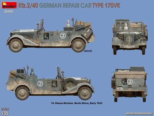 Збірна модель 1/35 Німецький автомобіль технічного обслуговування часів Другої світової війни (на шасі Type 170VK) Kfz.2/40 MiniArt 35495 детальное изображение Автомобили 1/35 Автомобили
