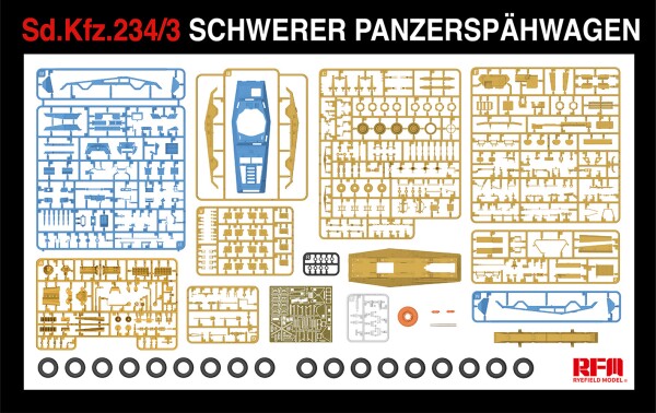 Збірна модель 1/35 Важка розвідувальна броньована машина Sd.Kfz.234/3 7,5cm Stummel Rye Field Model RM-5134 детальное изображение Автомобили 1/35 Автомобили
