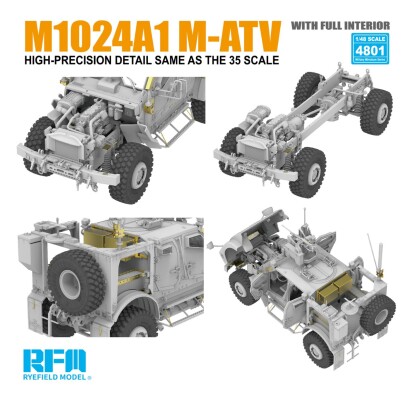 Сборная модель 1/48 Американский бронеавтомобиль МРАП M1240A1 M-ATV (с полным интерьером ) РФМ 4801 детальное изображение Автомобили 1/48 Автомобили