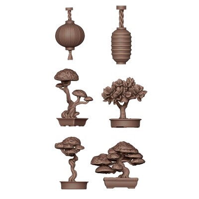 Set 1/35 Japanese Lamps and Bonsai - Base Elements (3D Print / 19 pcs.) AK-Interactive AKBIT0030 детальное изображение Наборы деталировки Диорамы