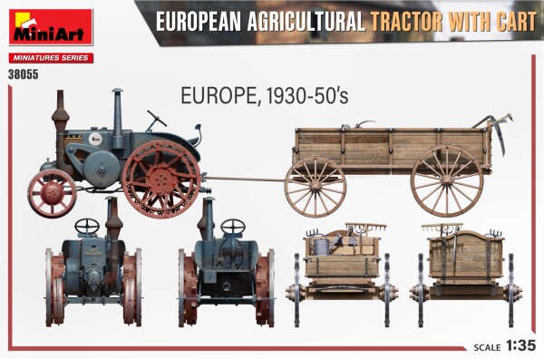 Збірна модель 1/35 Європейський сільськогосподарський трактор з візком MiniArt 38055 детальное изображение Автомобили 1/35 Автомобили