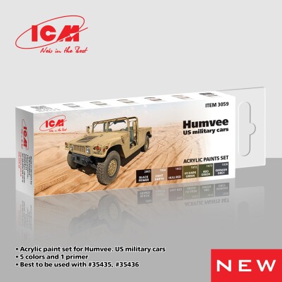 Збірна модель 1/35 Бронеавтомобіль Humvee М1097А2 транспортер вантажів + Набір акрилових фарб для військових автомобілів Humvee США детальное изображение Комплекты 