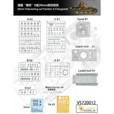 Збірна модель 1/72 Німецька 20-мм Flakvierling на шасі Panther G Vespid Models VS720012 детальное изображение Бронетехника 1/72 Бронетехника