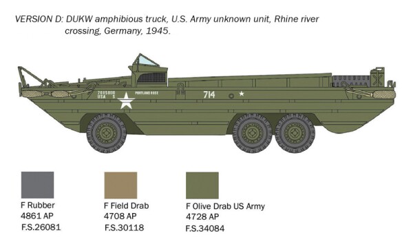 Збірна модель 1/72 Машина-амфібія DUKW 2 1/2 тонни вантажівка GMC плаваюча версія &quot;80-та річниця Дня Д&quot; Italeri 7022 детальное изображение Автомобили 1/72 Автомобили