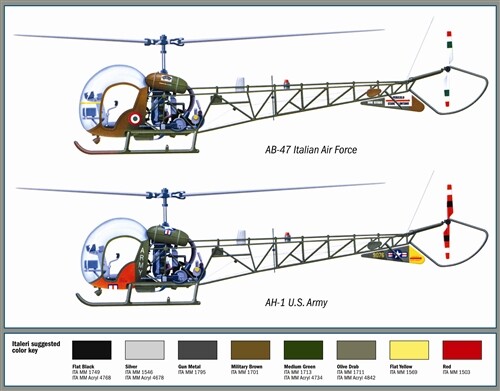 Збірна модель 1/72 Вертоліт Bell AH-1/AB-47 Italeri 0095 детальное изображение Вертолеты 1/72 Вертолеты