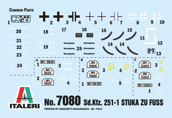 Збірна модель 1/72 Німецький бронетранспортер Sd. Kfz. 251/1 Wurfrahmen 40 Stuka zu Fuss Italeri 7080 детальное изображение Бронетехника 1/72 Бронетехника