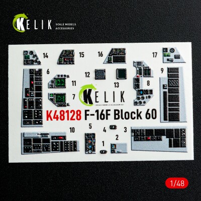 Lockheed Martin F-16 F Block 60 3D декаль інтер'єр для комплекту Hasegawa 1/48 KELIK K48128 детальное изображение 3D Декали Афтермаркет