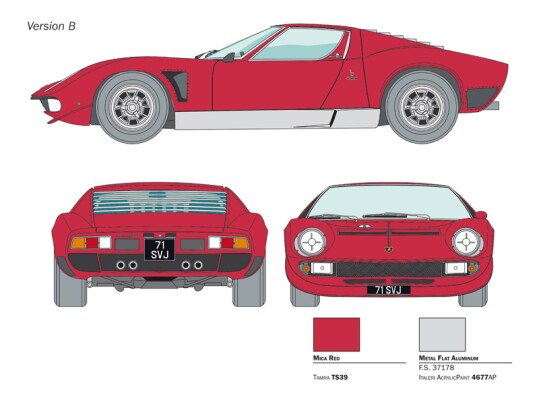 Збірна модель 1/24 Автомобіль Lamborghini Miura JOTA SVJ Italeri 3649 детальное изображение Автомобили 1/24 Автомобили