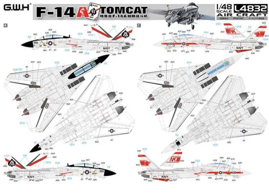 Збірна модель 1/48 Літак F-14A Tomcat Great Wall Hobby L4832 детальное изображение Самолеты 1/48 Самолеты