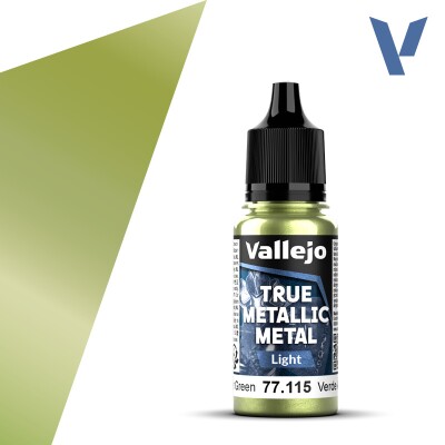 Акрилова фарба Бурштиново-зелений Світлий тон (Amber Green Light) Vallejo True Metallic Metal VAL 77115 детальное изображение True Metallic Metal Vallejo