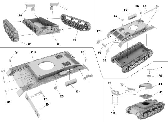 Збірна модель танка PaKpfw II Ausf a1/a2/a3 детальное изображение Бронетехника 1/72 Бронетехника