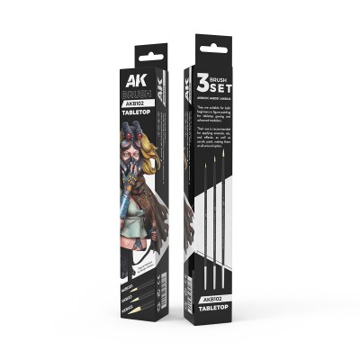 Набір синтетичних пензликів Tabletop (3шт) AK-Interactive AKB102 детальное изображение Кисти Инструменты