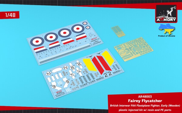 Сборная модель 1/48 Британский истребитель FAA Fairey Flycatcher в межвоенный период, гидроплан детальное изображение Самолеты 1/48 Самолеты