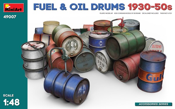 Scale model 1/48 Fuel and oil barrel set 1930-50s Miniart 49007 детальное изображение Аксессуары Диорамы