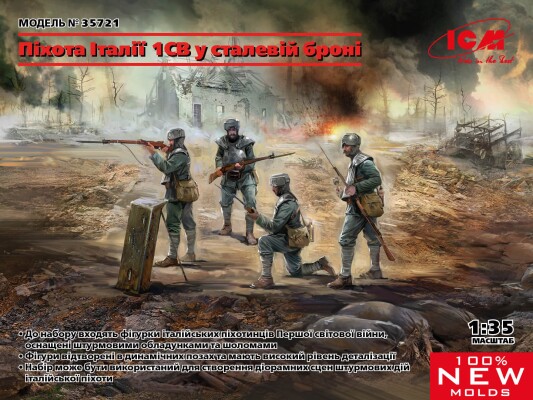 Збірна модель 1/35 Піхота Італії 1СВ у сталевій броні ICM 35721 детальное изображение Фигуры 1/35 Фигуры