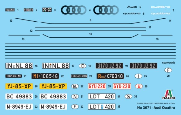 Збірна модель 1/24 Автомобіль Audi Quattro Italeri 3671 детальное изображение Автомобили 1/24 Автомобили