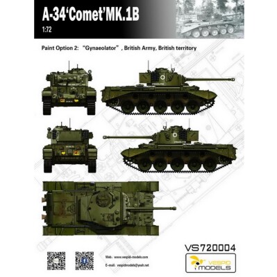 Збірна модель 1/72 Британський середній танк A34 Comet Mk.IB Vespid Models VS720004 детальное изображение Бронетехника 1/72 Бронетехника