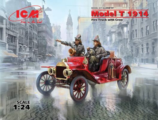 Американский пожарный автомобиль Model T 1914 г. с экипажем детальное изображение Автомобили 1/24 Автомобили