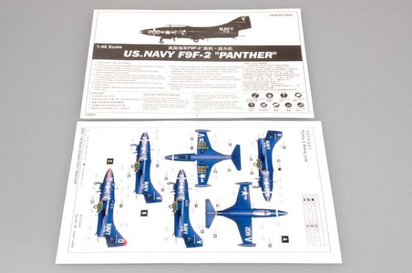 Сборная модель 1/48 Истребитель ВМС США F9F-2 &quot;Черная Пантера&quot; Трумпетер 02832 детальное изображение Самолеты 1/48 Самолеты