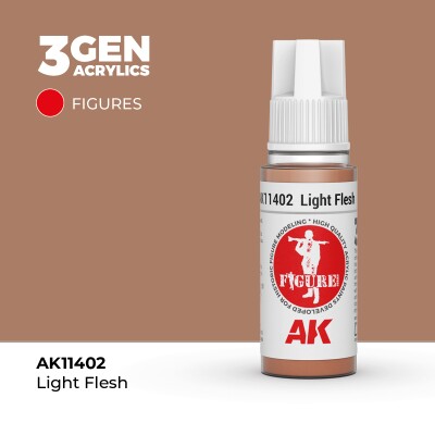 Акриловая краска LIGHT FLESH – ТЕЛЕСНЫЙ FIGURES АК-интерактив AK11402 детальное изображение Figure Series AK 3rd Generation