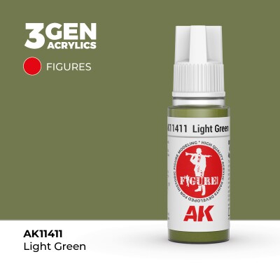 Акрилова фарба LIGHT GREEN - СВІТЛО - ЗЕЛЕНИЙ FIGURES АК-інтерактив AK11411 детальное изображение Figure Series AK 3rd Generation