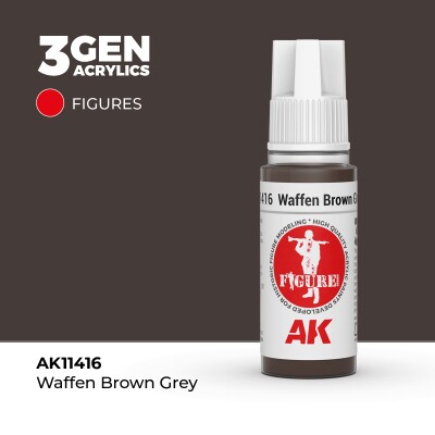 Акриловая краска WAFFEN BROWN GREY – НЕМЕЦКИЙ КОРИЧНЕВО - СЕРЫЙ FIGURE АК-интерактив AK11416 детальное изображение Figure Series AK 3rd Generation