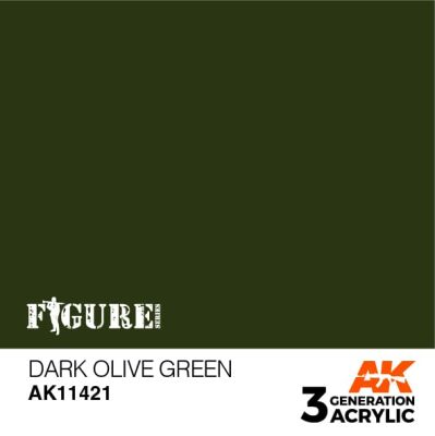 Акриловая краска DARK OLIVE GREEN – ТЕМНО-ОЛИВКОВЫЙ ЗЕЛЕНЫЙ FIGURES АК-интерактив AK11421 детальное изображение Figure Series AK 3rd Generation