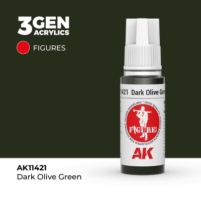 Акрилова фарба DARK OLIVE GREEN – ТЕМНО-ОЛИВКОВИЙ ЗЕЛЕНИЙ FIGURES АК-інтерактив AK11421 детальное изображение Figure Series AK 3rd Generation