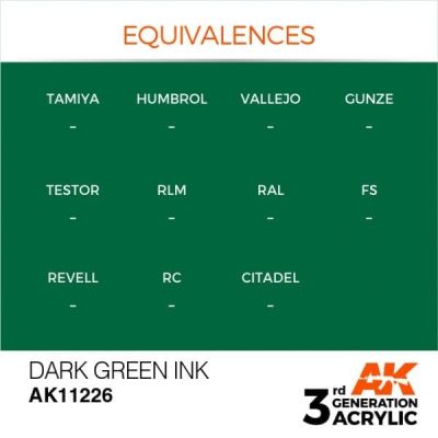 Акрилова фарба DARK GREEN – ТЕМНО-ЗЕЛЕНИЙ /  INK АК-Interactive AK11226 детальное изображение General Color AK 3rd Generation