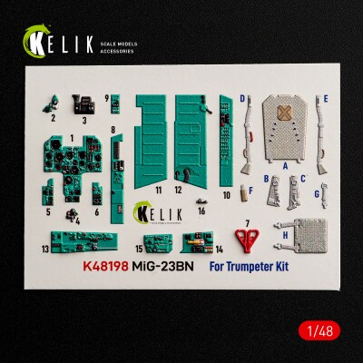 MiG-23 BN декаль інтер'єр для комплекту Trumpeter 1/48 KELIK K48198 детальное изображение 3D Декали Афтермаркет
