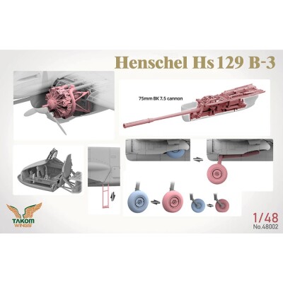 Збірна модель 1/48 Набір Henschel 129 B2 + 129 B3 + танк Пантера А та фігурка Takom 48001W детальное изображение Самолеты 1/48 Самолеты