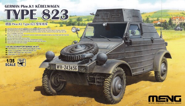 Збірна модель 1/35 Німецький автомобіль K1 Kubelwagen Type-823 Meng VS-017 детальное изображение Автомобили 1/35 Автомобили