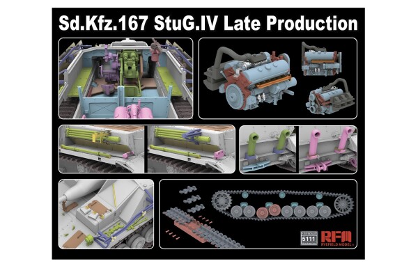 Збірна модель 1/35 Sd.Kfz.167 StuG.IV пізнього випуску з двигуном та робочими траками Rye Field Model RM-5111 детальное изображение Бронетехника 1/35 Бронетехника