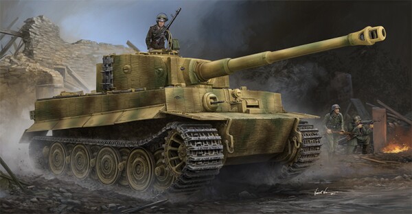 Scale model 1/35 German tank Tiger 1 (late version with zimmerit) Trumpeter 09540 детальное изображение Бронетехника 1/35 Бронетехника