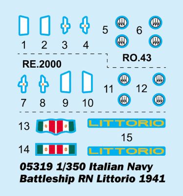 Сборная модель 1/350 Линкор ВМС Италии RN Littorio 1941 Трумпетер 05319 детальное изображение Флот 1/350 Флот