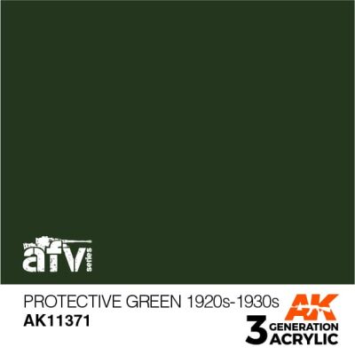Акриловая краска PROTECTIVE GREEN 1920-1930 /  Защитно зелёный 1920-1930 – AFV АК-интерактив AK11371 детальное изображение AFV Series AK 3rd Generation