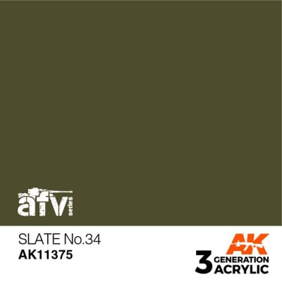 Акрилова фарба SLATE NO.34 / Сіро-зелений – AFV АК-interactive AK11375 детальное изображение AFV Series AK 3rd Generation