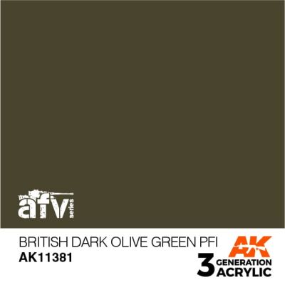 Акрилова фарба BRITISH DARK OLIVE GREEN PFI / Темно оливковий Британія - AFV АК-інтерактив AK11381 детальное изображение AFV Series AK 3rd Generation