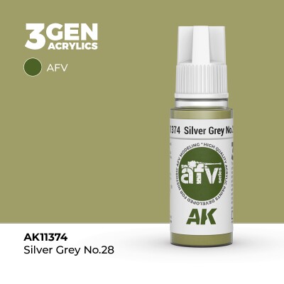 Акриловая краска SILVER GREY NO.28 / Серебряно - серый – AFV АК-интерактив AK11374 детальное изображение AFV Series AK 3rd Generation