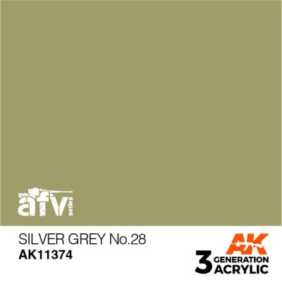 Акриловая краска SILVER GREY NO.28 / Серебряно - серый – AFV АК-интерактив AK11374 детальное изображение AFV Series AK 3rd Generation