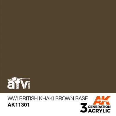 Акриловая краска BRITISH KHARI BROWN BASE WWI / Британский хаки времен WWI АК-интерактив AK11301 детальное изображение AFV Series AK 3rd Generation