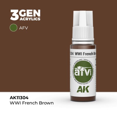 Акриловая краска WWI FRENCH BROWN / Коричневый (Франция) 1 Мировая война – AFV АК-интерактив AK11304 детальное изображение AFV Series AK 3rd Generation