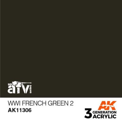 Акрилова фарба WWI FRENCH GREEN 2 / Зелений №2 Франція 1 Світова війна – AFV АК-interactive AK11306 детальное изображение AFV Series AK 3rd Generation