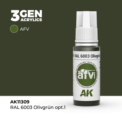 Акрилова фарба RAL 6003 OLIVGRÜN OPT.1 Оливково – зелений №1 – AFV АК-interactive AK11309 детальное изображение AFV Series AK 3rd Generation