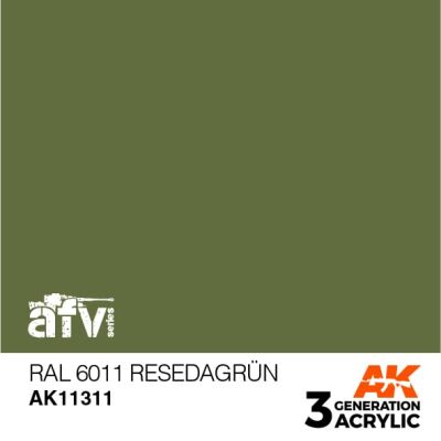 Акриловая краска RAL 6011 RESEDAGRÜN Желтовато - зелёный №2 – AFV АК-интерактив AK11311 детальное изображение AFV Series AK 3rd Generation