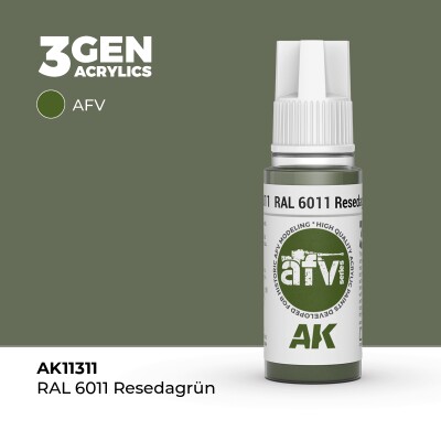 Акриловая краска RAL 6011 RESEDAGRÜN Желтовато - зелёный №2 – AFV АК-интерактив AK11311 детальное изображение AFV Series AK 3rd Generation