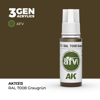 Акриловая краска RAL 7008 GRAUGRÜN / Серо - зелёный №1 – AFV АК-интерактив AK11313 детальное изображение AFV Series AK 3rd Generation