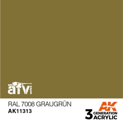 Акриловая краска RAL 7008 GRAUGRÜN / Серо - зелёный №1 – AFV АК-интерактив AK11313 детальное изображение AFV Series AK 3rd Generation